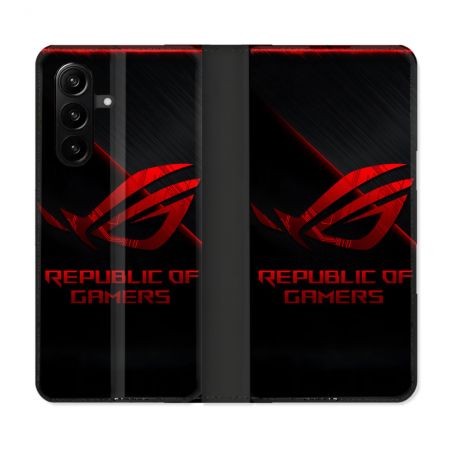 Housse Cuir Portefeuille Pour Samsung Galaxy A57 5G ROG Rouge