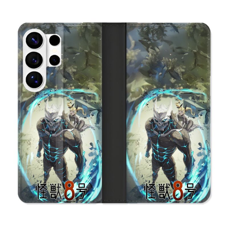 Housse cuir portefeuille Pour Samsung Galaxy S26 Ultra Manga Kaiju N° 8 Kafka Hibino