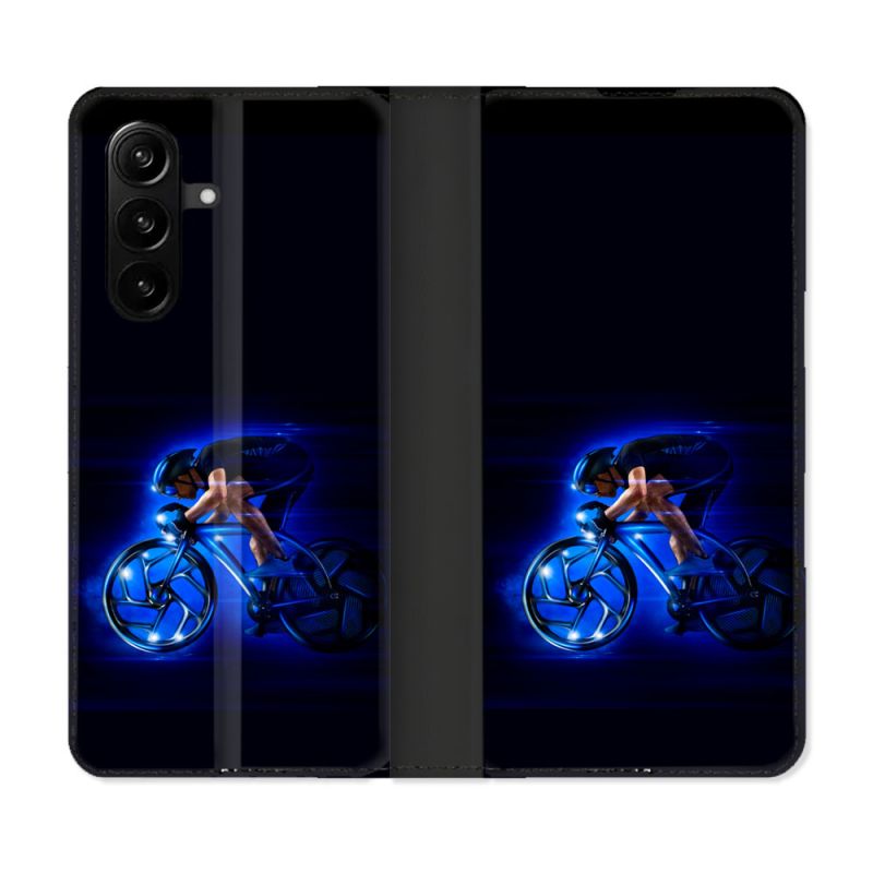 Housse Cuir Portefeuille Pour Samsung Galaxy A57 5G Sport Cyclisme Bleu