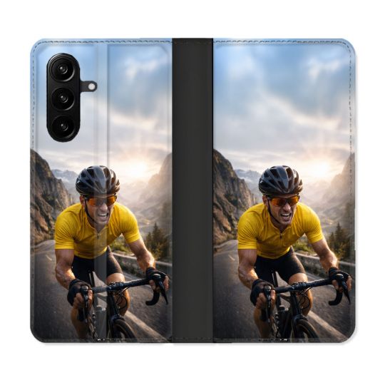 Housse Cuir Portefeuille Pour Samsung Galaxy A57 5G Sport Cyclisme Maillot Jaune