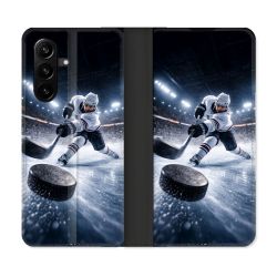 Housse Cuir Portefeuille Pour Samsung Galaxy A57 5G Sport Hockey sur Glace