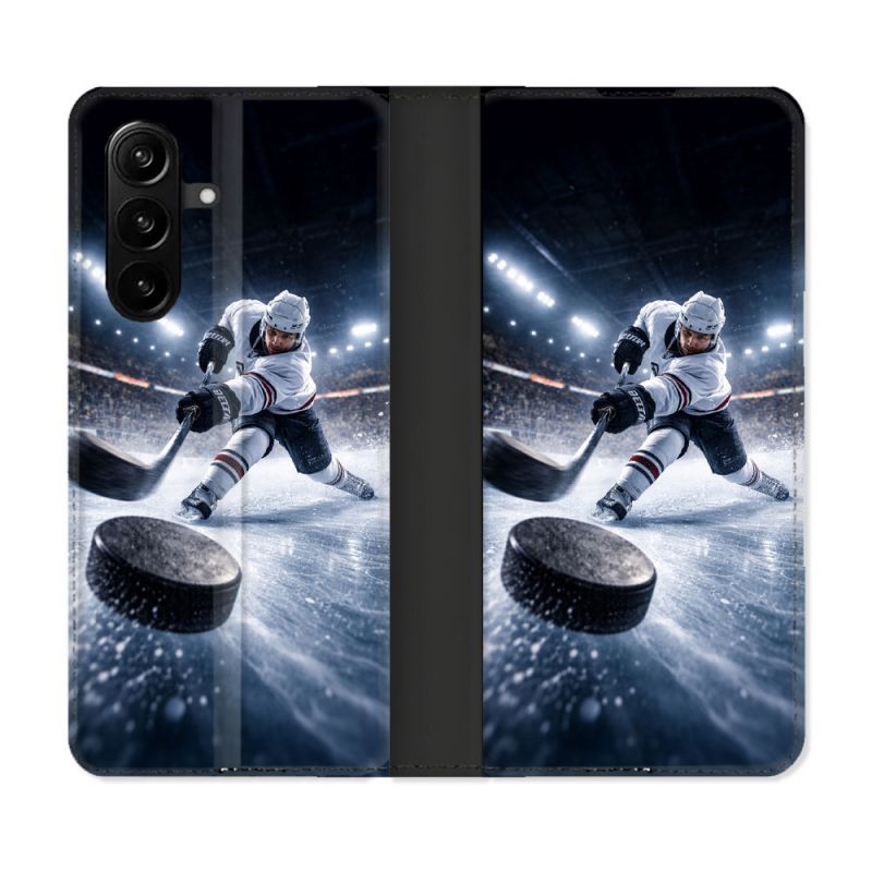 Housse Cuir Portefeuille Pour Samsung Galaxy A57 5G Sport Hockey sur Glace