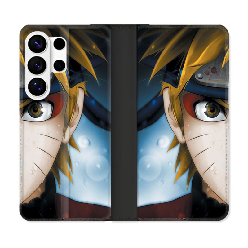 Housse cuir portefeuille Pour Samsung Galaxy S26 Ultra Manga Naruto Blanc
