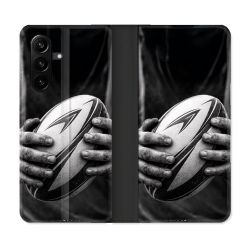 Housse Cuir Portefeuille Pour Samsung Galaxy A57 5G Sport Rugby Ballon Moderne