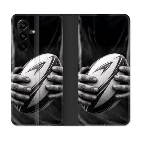 Housse Cuir Portefeuille Pour Samsung Galaxy A57 5G Sport Rugby Ballon Moderne