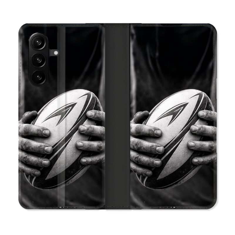 Housse Cuir Portefeuille Pour Samsung Galaxy A57 5G Sport Rugby Ballon Moderne