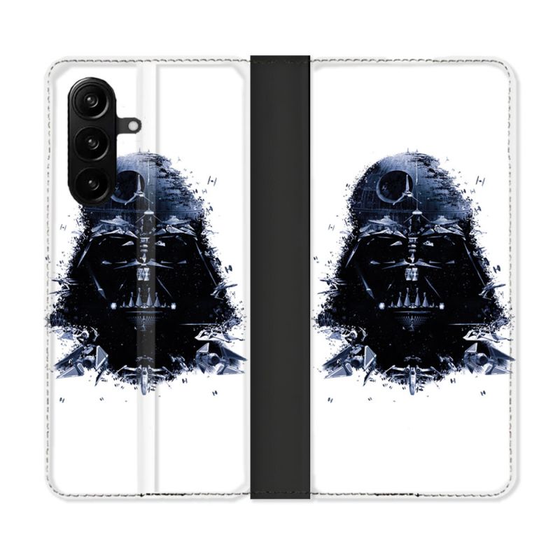 Housse Cuir Portefeuille Pour Samsung Galaxy A57 5G Star Wars - Dark Vador Blanc