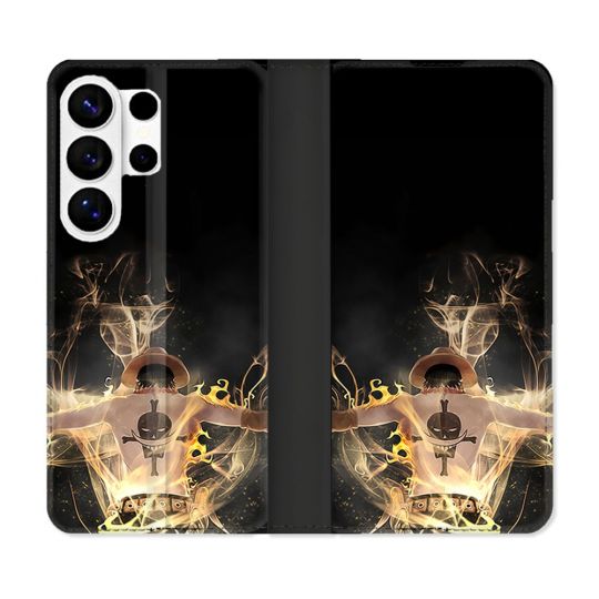 Housse cuir portefeuille Pour Samsung Galaxy S26 Ultra Manga One Piece Ace Noir
