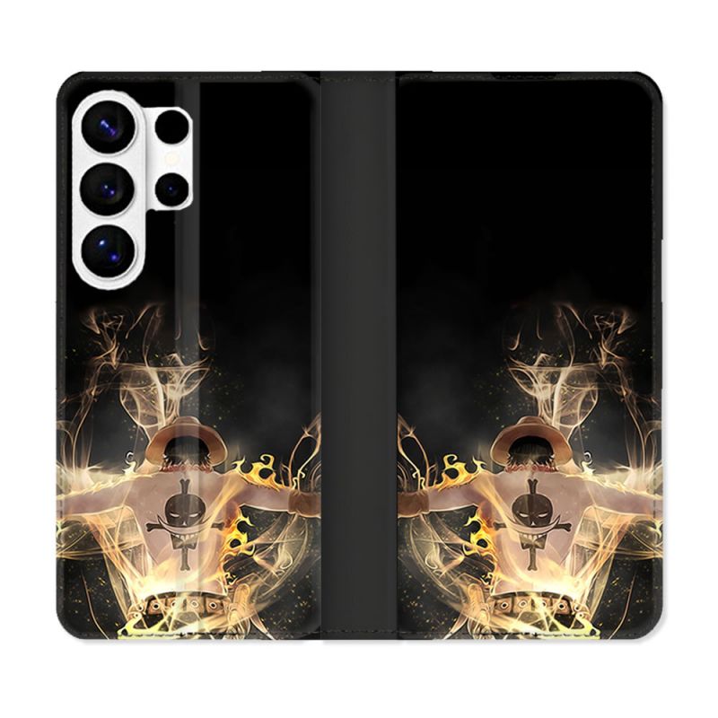 Housse cuir portefeuille Pour Samsung Galaxy S26 Ultra Manga One Piece Ace Noir