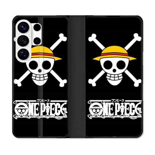 Housse cuir portefeuille Pour Samsung Galaxy S26 Ultra Manga One Piece Tete de Mort