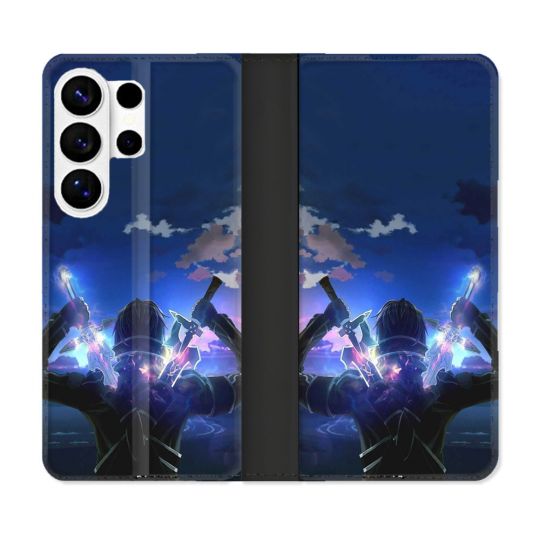 Housse cuir portefeuille Pour Samsung Galaxy S26 Ultra Manga SAO sword Art Online Epee