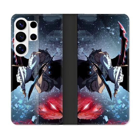 Housse cuir portefeuille Pour Samsung Galaxy S26 Ultra Manga Solo Leveling Sung Epee