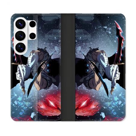 Housse cuir portefeuille Pour Samsung Galaxy S26 Ultra Manga Solo Leveling Sung Epee