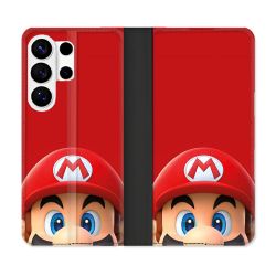 Housse cuir portefeuille Pour Samsung Galaxy S26 Ultra Mario Rouge