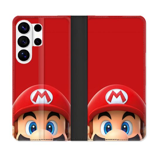 Housse cuir portefeuille Pour Samsung Galaxy S26 Ultra Mario Rouge