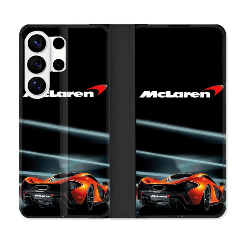 Housse cuir portefeuille Pour Samsung Galaxy S26 Ultra Mc Laren