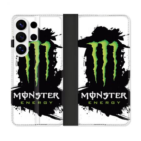 Housse cuir portefeuille Pour Samsung Galaxy S26 Ultra Monster Energy Tache