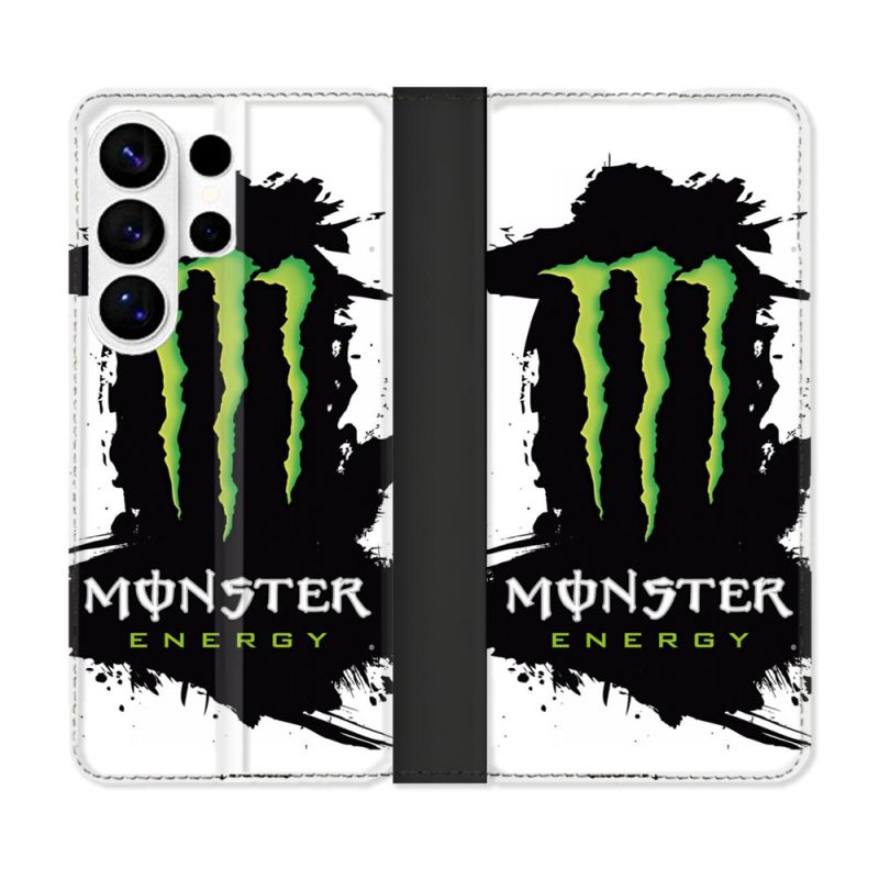 Housse cuir portefeuille Pour Samsung Galaxy S26 Ultra Monster Energy Tache