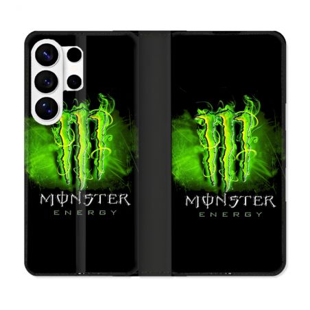 Housse cuir portefeuille Pour Samsung Galaxy S26 Ultra Monster Energy Vert