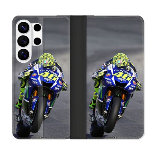 Housse cuir portefeuille Pour Samsung Galaxy S26 Ultra Moto Course GP Wheeling 46
