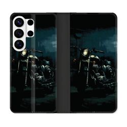 Housse cuir portefeuille Pour Samsung Galaxy S26 Ultra Moto Harley Vintage