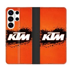 Housse cuir portefeuille Pour Samsung Galaxy S26 Ultra Moto KTM