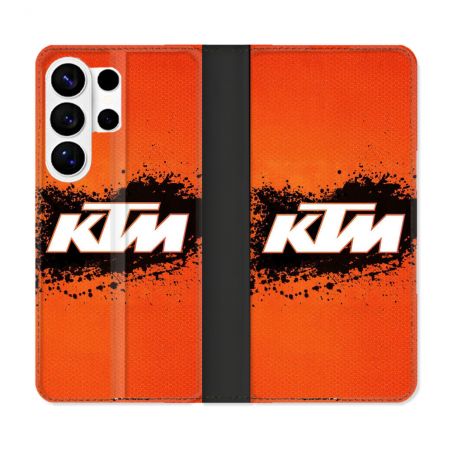 Housse cuir portefeuille Pour Samsung Galaxy S26 Ultra Moto KTM