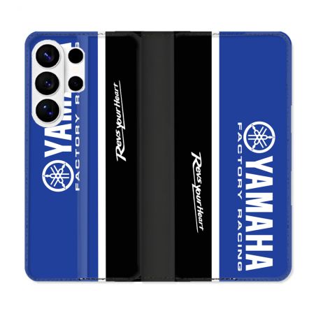 Housse cuir portefeuille Pour Samsung Galaxy S26 Ultra Moto Yamaha