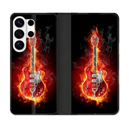 Housse cuir portefeuille Pour Samsung Galaxy S26 Ultra Musique Guitare Electrique