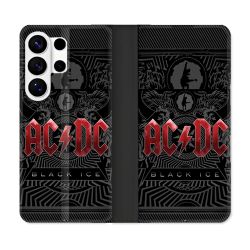 Housse cuir portefeuille Pour Samsung Galaxy S26 Ultra Musique Rock ACDC Rouge