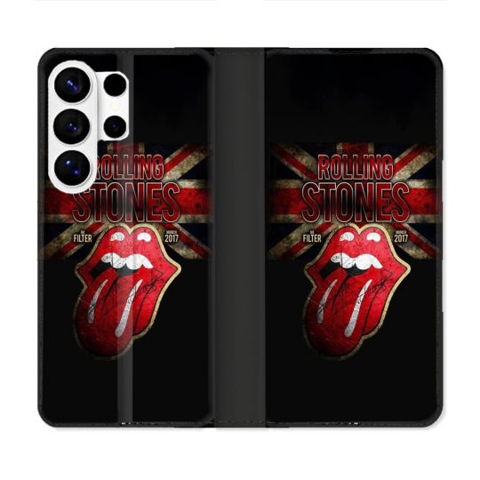 Housse cuir portefeuille Pour Samsung Galaxy S26 Ultra Musique Rolling Stones