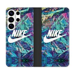 Housse cuir portefeuille Pour Samsung Galaxy S26 Ultra Nike Turquoise