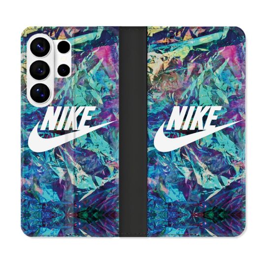 Housse cuir portefeuille Pour Samsung Galaxy S26 Ultra Nike Turquoise