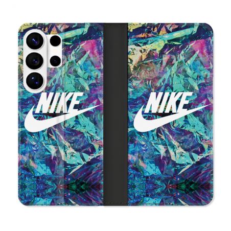 Housse cuir portefeuille Pour Samsung Galaxy S26 Ultra Nike Turquoise