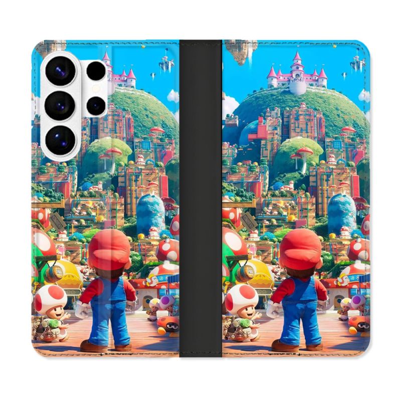 Housse cuir portefeuille Pour Samsung Galaxy S26 Ultra Nintendo World