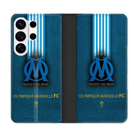 Housse cuir portefeuille Pour Samsung Galaxy S26 Ultra Olympique Marseille OM Bande