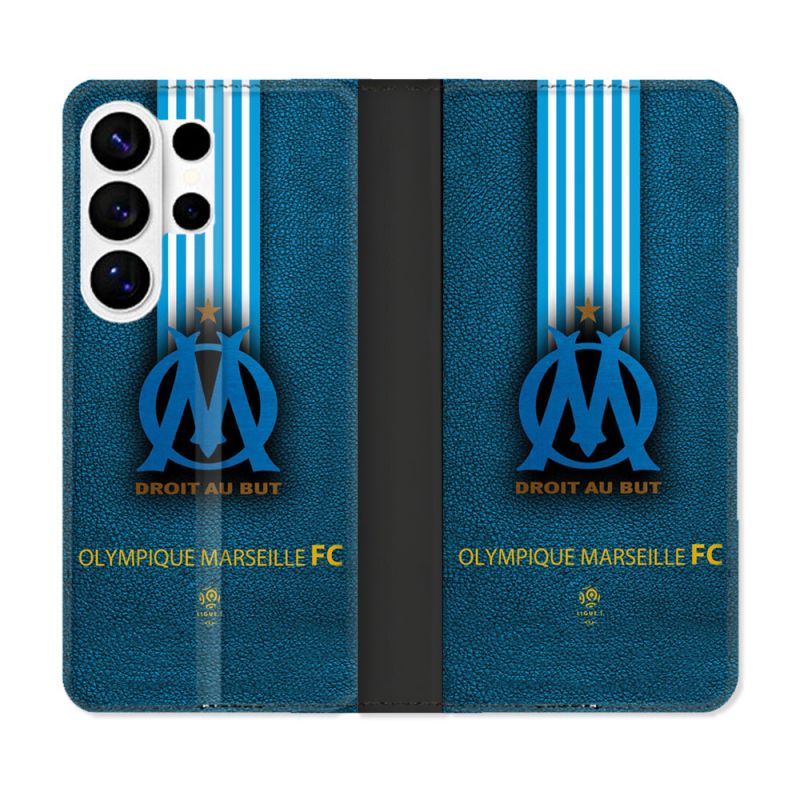 Housse cuir portefeuille Pour Samsung Galaxy S26 Ultra Olympique Marseille OM Bande