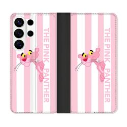 Housse cuir portefeuille Pour Samsung Galaxy S26 Ultra Panthere Rose