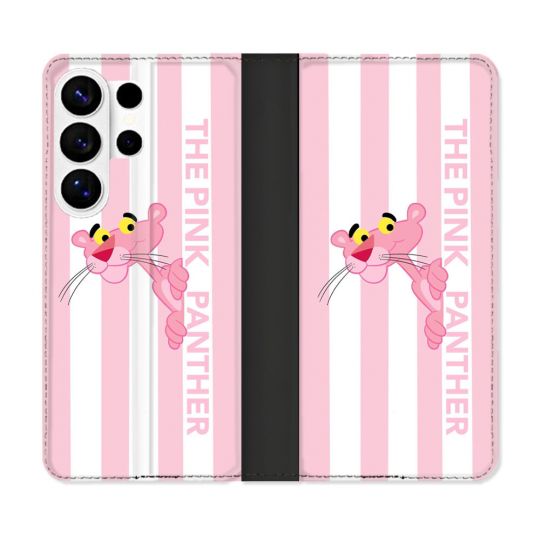 Housse cuir portefeuille Pour Samsung Galaxy S26 Ultra Panthere Rose