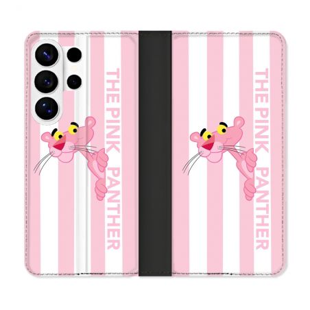 Housse cuir portefeuille Pour Samsung Galaxy S26 Ultra Panthere Rose