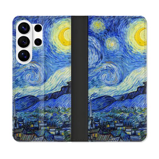 Housse cuir portefeuille Pour Samsung Galaxy S26 Ultra Peinture La nuit étoilée