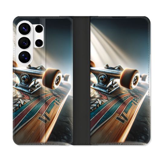 Housse cuir portefeuille Pour Samsung Galaxy S26 Ultra Planche Skate