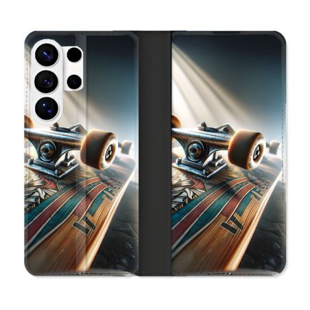Housse cuir portefeuille Pour Samsung Galaxy S26 Ultra Planche Skate