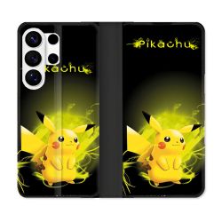 Housse cuir portefeuille Pour Samsung Galaxy S26 Ultra Pokemon Pikachu Eclair
