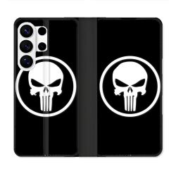 Housse cuir portefeuille Pour Samsung Galaxy S26 Ultra Punisher