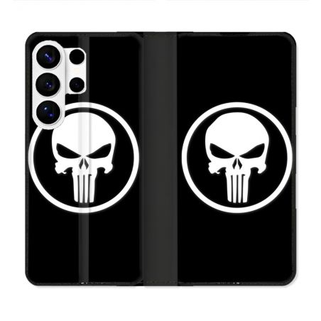 Housse cuir portefeuille Pour Samsung Galaxy S26 Ultra Punisher