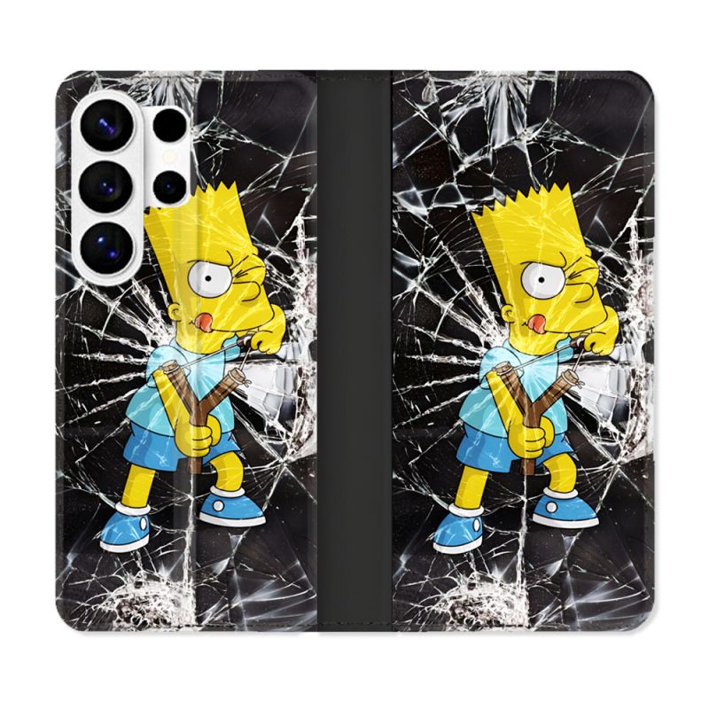 Housse cuir portefeuille Pour Samsung Galaxy S26 Ultra Simpson Bart