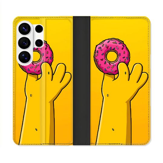 Housse cuir portefeuille Pour Samsung Galaxy S26 Ultra Simpson Donuts