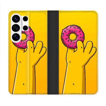 Housse cuir portefeuille Pour Samsung Galaxy S26 Ultra Simpson Donuts