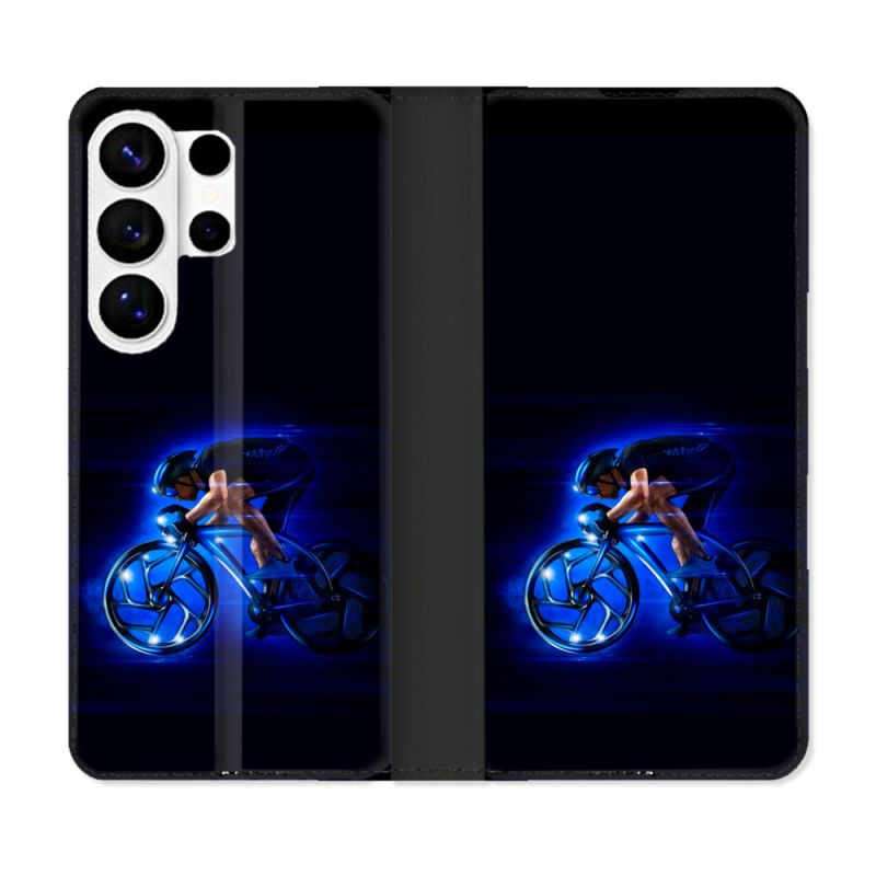 Housse cuir portefeuille Pour Samsung Galaxy S26 Ultra Sport Cyclisme Bleu